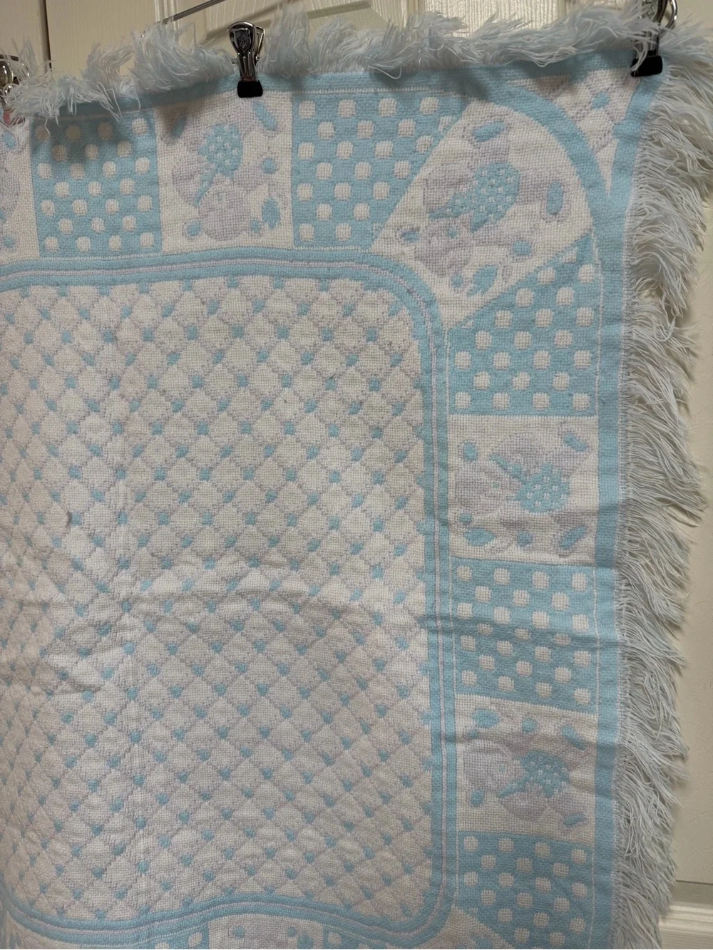 Vintage Carriage Boutique Pink Blue Teddy Bear Blanket